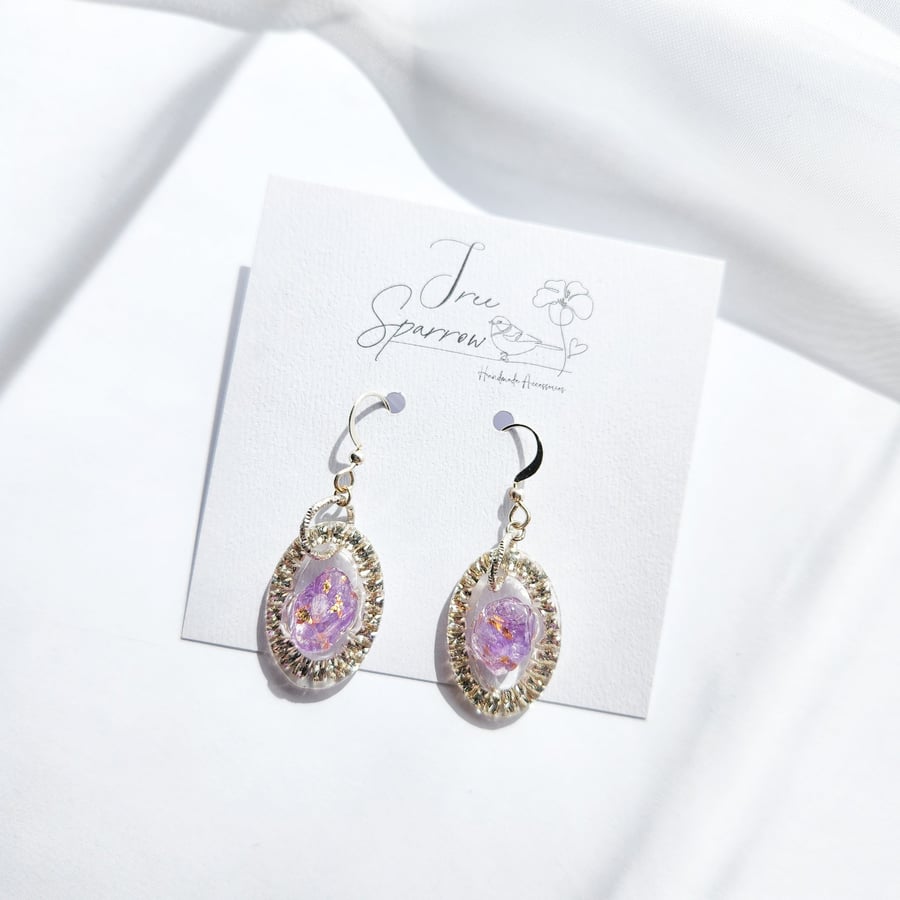 Dried Flower Drop Earrings