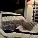 Vegan Hypoallergenic Knit Blanket, Chunky Hand Knitted Chenille Throw