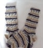 Hand-cranked Knitted Ribbed Wool Socks Size 4 to 5 - Image 3
