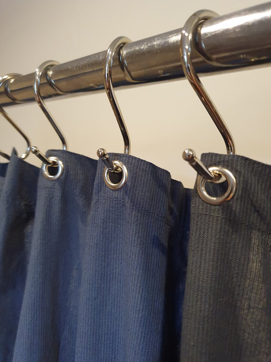 Slate Grey stripe Organic Cotton Shower Curtain, washable non-waxed