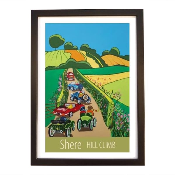 Shere Hill Climb travel poster print by Artist Susie West