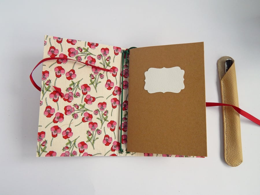 A6 Cork & Liberty Fabric Notebook Cover Set. Floral Notebook. Mothers Day Gift