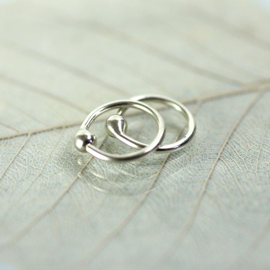 Silver Hoop Earrings 8 mm Sleeper hoops  Argentium Sterling