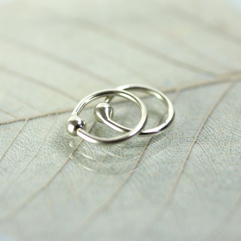 Silver Hoop Earrings 8 mm Sleeper hoops  Argentium Sterling