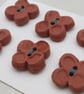 6 Small Terracotta Flower Buttons - Image 2