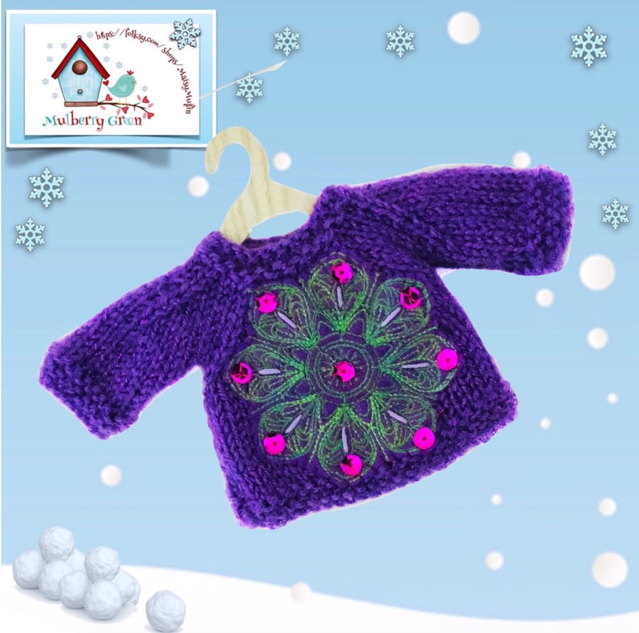 Reserved for Connor - Purple Embroidered and Sequinned Jumper