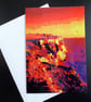 Dark Cliffs - vibrant seascape view greetings card - Image 1