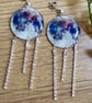 NASA Moon Image Earrings - Glitter Space Astronomy Dangle Studs