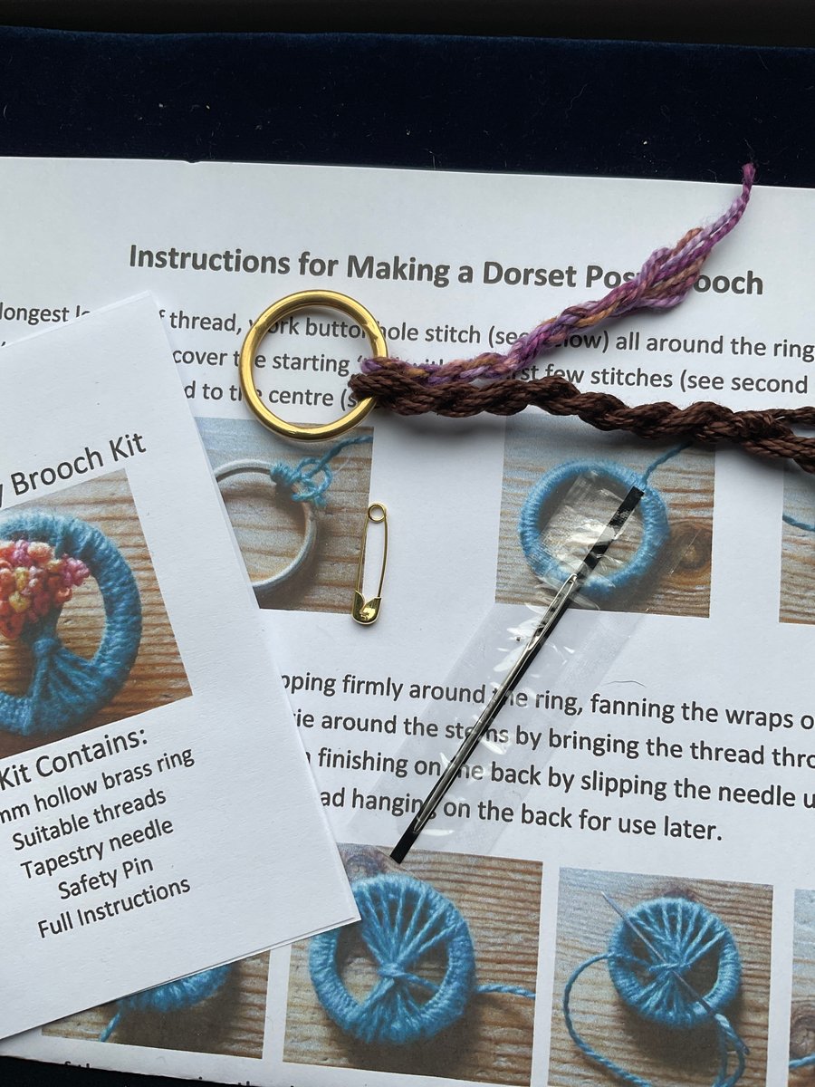 Dorset Posy Brooch Kit, Brown Stems with Purple Flowers, 29