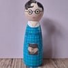 Mary Bennet, The Other Bennet Suster hand painted peg doll. 