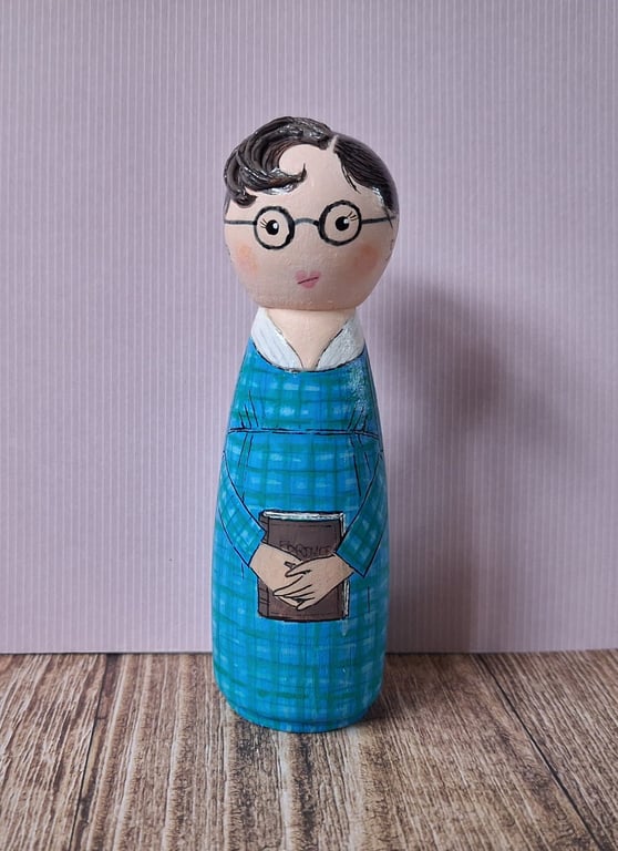Mary Bennet, The Other Bennet Suster hand painted peg doll. 