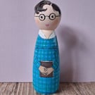 Mary Bennet, The Other Bennet Suster hand painted peg doll. 
