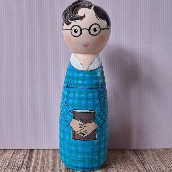 Mary Bennet, The Other Bennet Suster hand painted peg doll. 