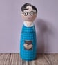 Mary Bennet, The Other Bennet Suster hand painted peg doll. 