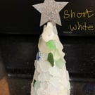 Seaglass decorated Christmas cones
