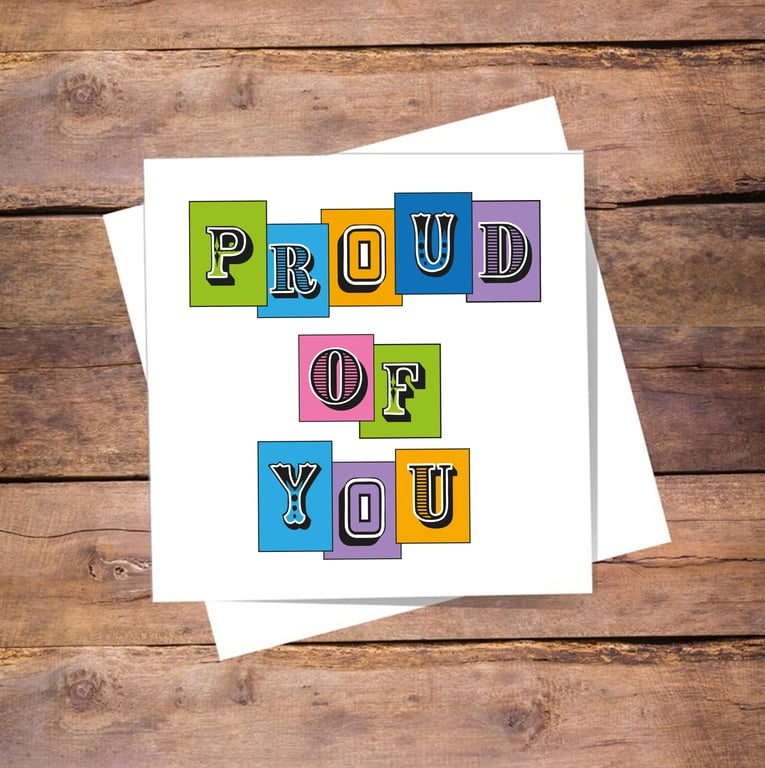Proud of You card - well done card, free postage, blank inside