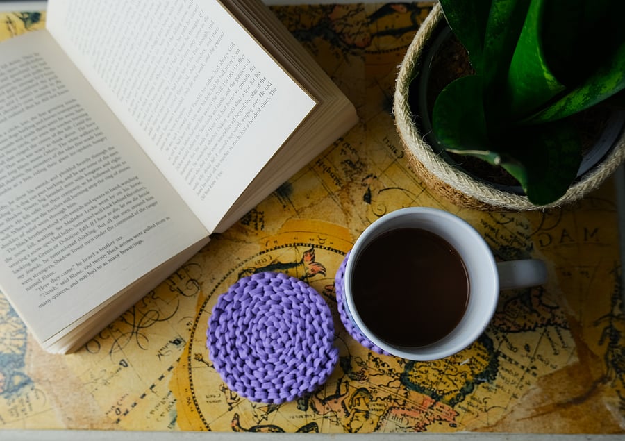 One Purple Macramé Coaster