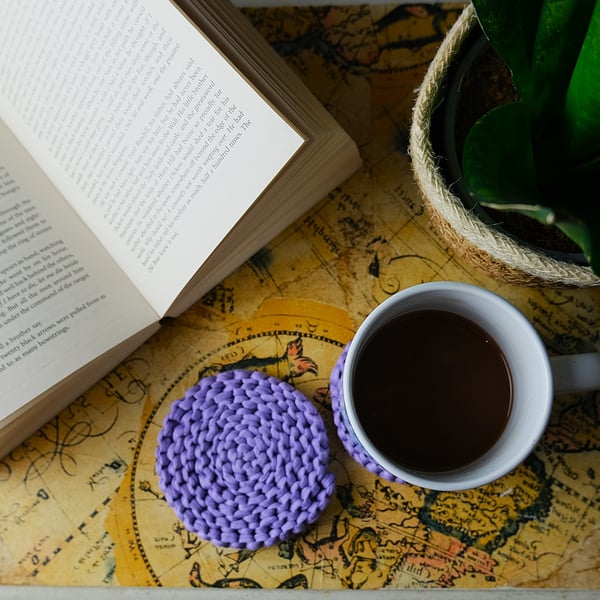 One Purple Macramé Coaster