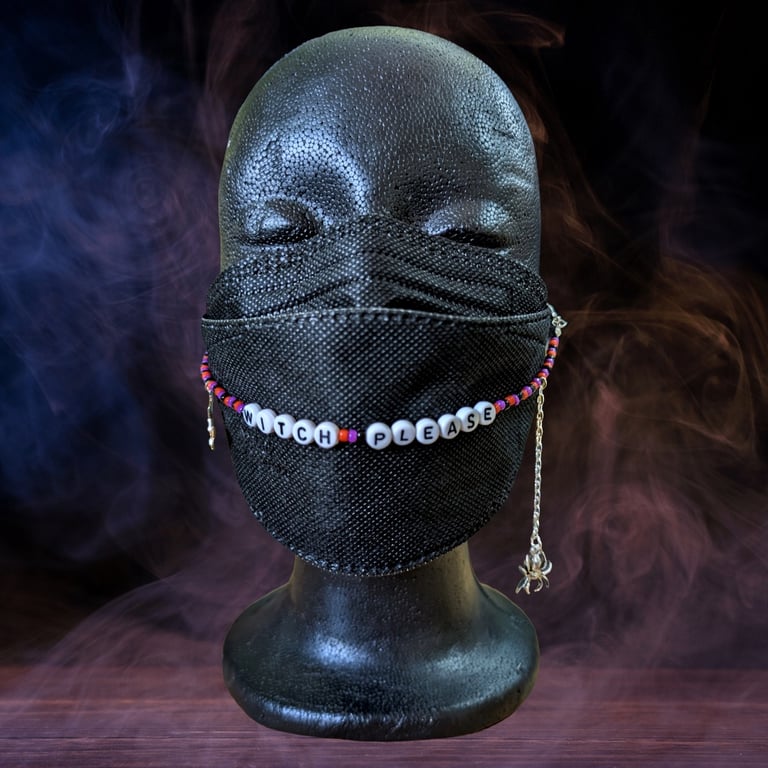 Witch please beaded mask chain