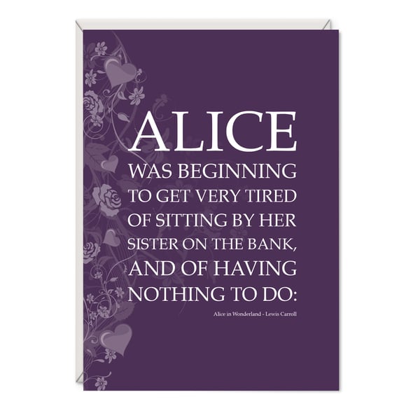 Alice in Wonderland Greetings Card Literary Gift - Alice Word Art Card