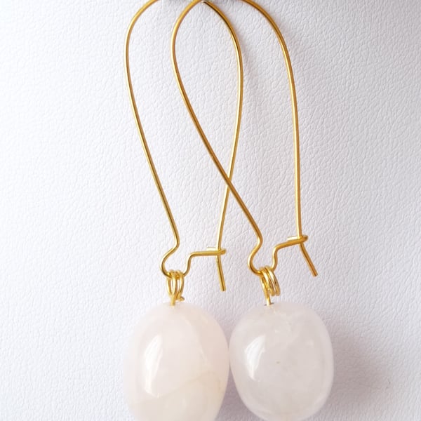 Rose Quartz Long Dangle Earrings