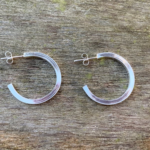 Sterling silver square wire hoop earrings