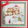 3D Luxury Handmade Card Christmas Owls Family in Tree by Poppy Kay Designs