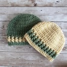 Baby Beanie Hat,  Soft Crochet Hat with Stripe, Choice of Colour and Sizes