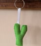 Handmade felt alphabet letter keyring Y green