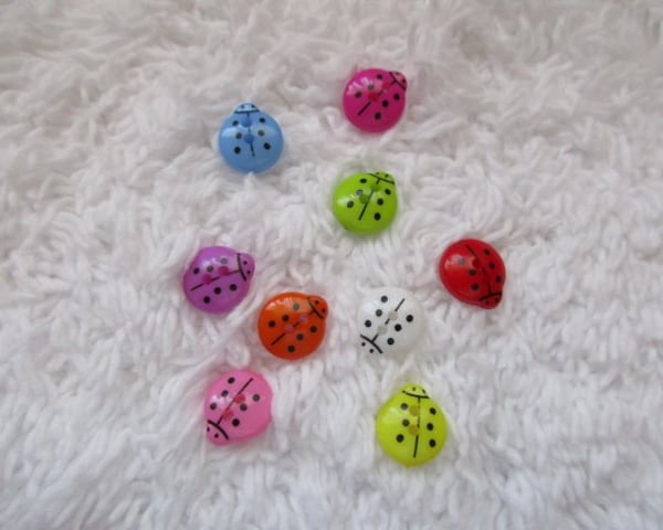 90 Small Mixed Colours Ladybug Buttons