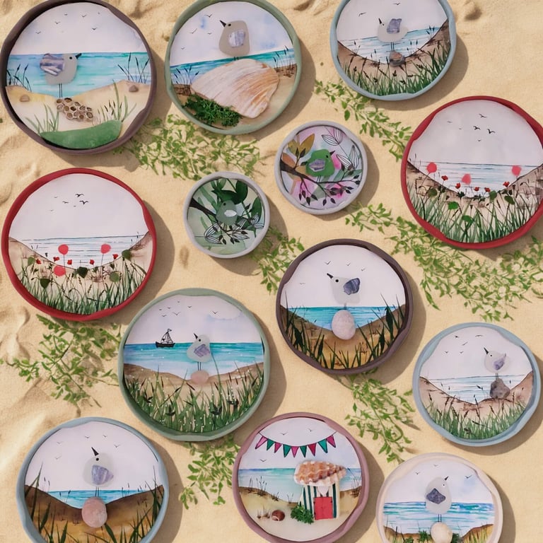 Seaside Fridge Magnets - Recycled - Individual and One-of-a-kind Pieces