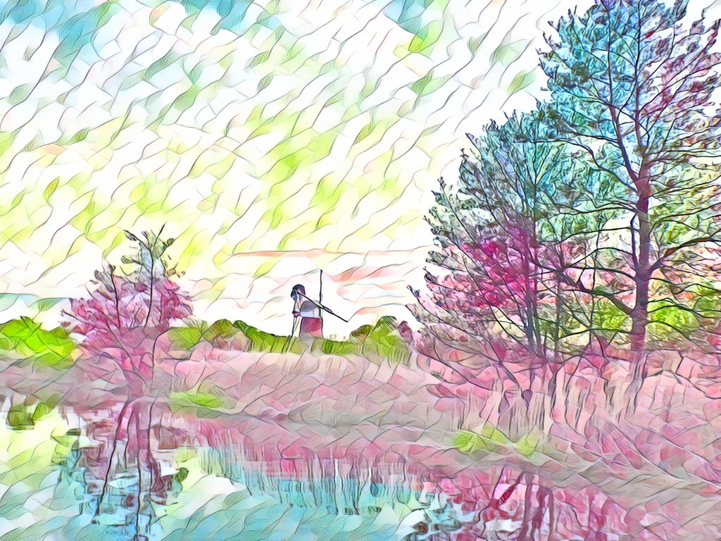 Norfolk Broads Colourful Windmill Greeting Card A5