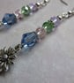 Pastel Pale Pink Lilac & Green Beaded Daisy Whimsy Garden Dangle Earrings - Image 5