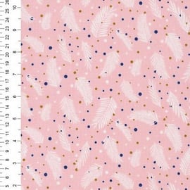 Fat Quarter Forest Talk Pine Dots Pink 100% Cotton Quilting Fabric