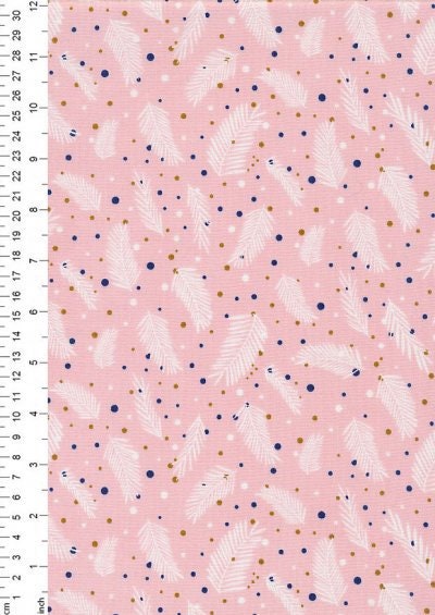 Fat Quarter Forest Talk Pine Dots Pink 100% Cotton Quilting Fabric