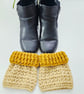 Two-tone Boot Cuffs, Honeysuckle and Sand Crochet Aran Ankle Warmers - Image 6