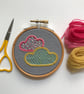 Two Clouds Hand Embroidered Mini Hoop Art - Image 1
