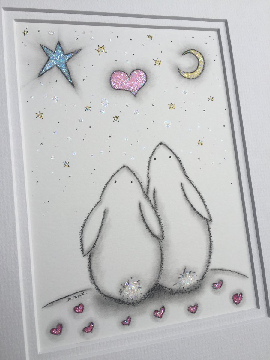 Original Painting Bunny love Jo Roper