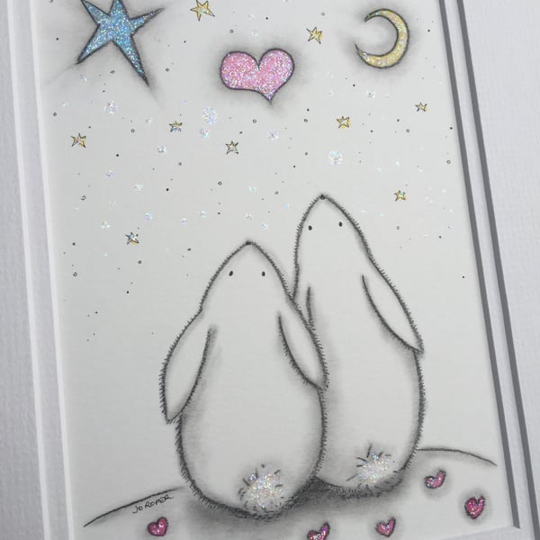 Original Painting Bunny love Jo Roper