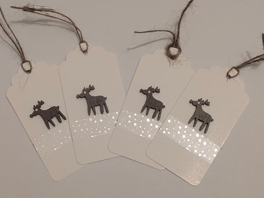 Homemade Christmas gift tags pack - reindeer