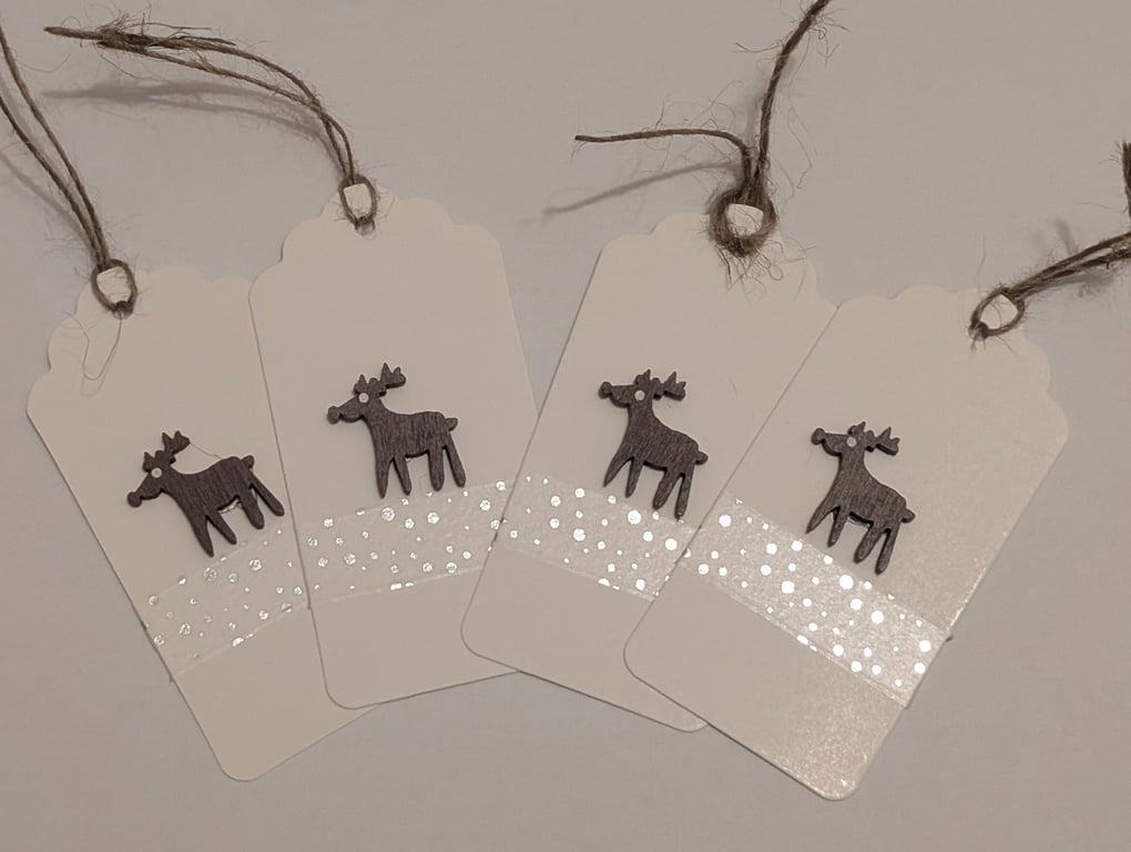 Homemade Christmas gift tags pack - reindeer