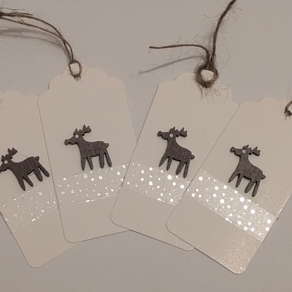 Homemade Christmas gift tags pack - reindeer