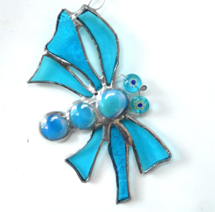  Dragonfly Suncatcher Funky Stained Glass Turquoise