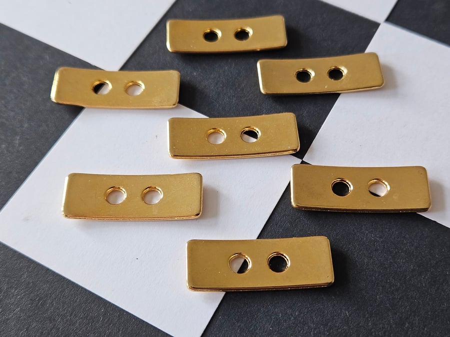 30mm x 11mm rare designer Gold Toggle Buttons x 6 Buttons