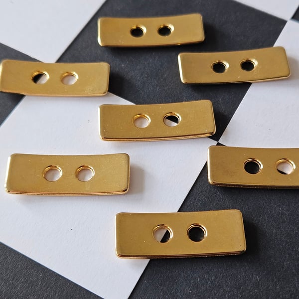 30mm x 11mm rare designer Gold Toggle Buttons x 6 Buttons