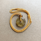 Golden Yellow Vintage Glass Donut Pendant Necklace - Birthday gift - gift