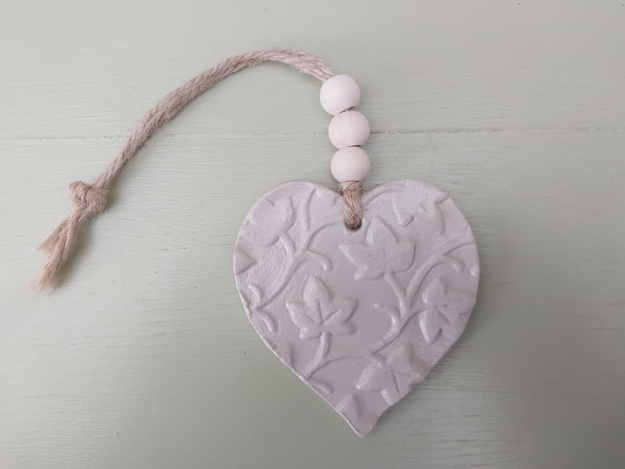 Warm Clay Embossed Heart Hanging Decoration