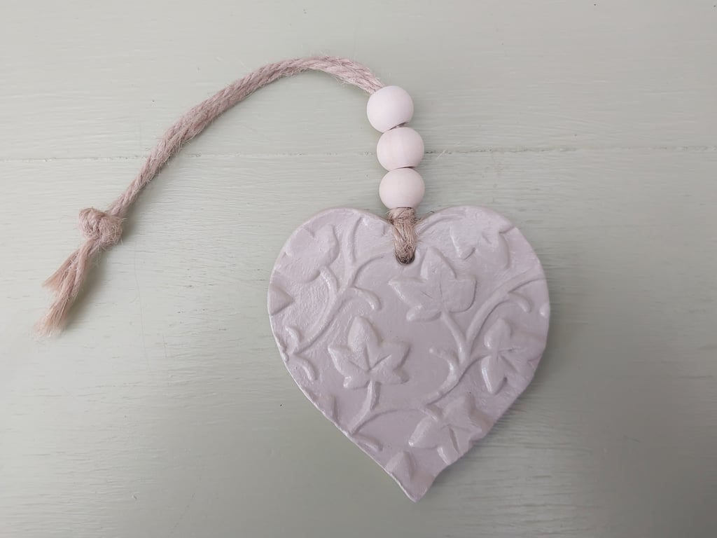 Warm Clay Embossed Heart Hanging Decoration