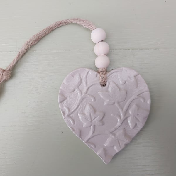 Warm Clay Embossed Heart Hanging Decoration
