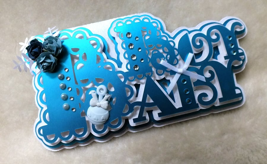 Luxury Handmade Baby Boy Word Card